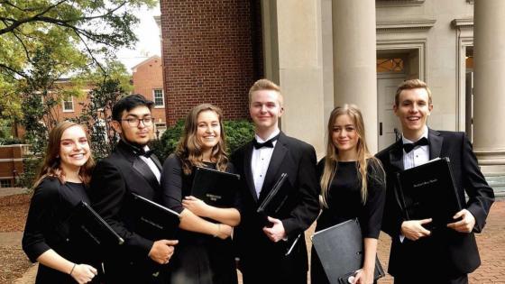 Fenner with members of the Davidson College Chorale