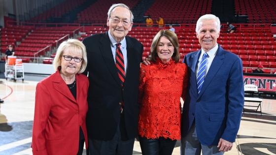 Cheryle and Joel Williamson ’67 join Cathy and Bob McKillop at an on-campus celebration of McKillop’s career as Davidson’s men’s basketball head coach.