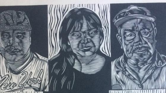 a series of portraits in ink