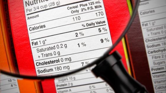 Nutrition Facts under magnification