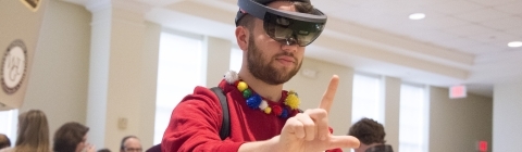 Digital Studies Showcase Student using VR