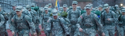 ROTC marches on track in full gear