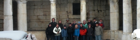 Snow at Sagalassos Students with Prof. Krenz