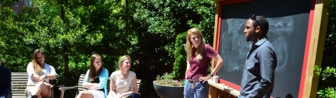 Students in an outdoor classroom