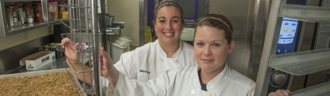 Commons chefs making fresh granola for breakfast