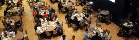 View of tables in commons from above