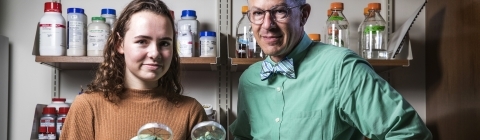 Lilli Lowery and Professor doing reasearch on plastics in the ocean