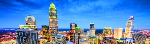 Charlotte city skyline at dusk