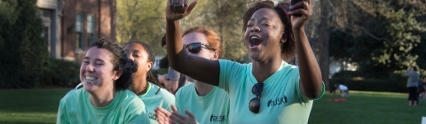Rusk members cheer