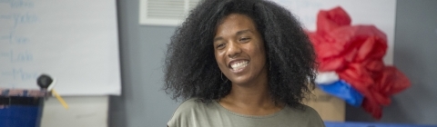Freedom school volunteer smiles