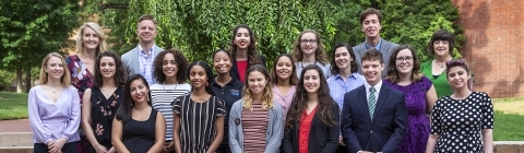 College advising corps employees gather for a group shot outside