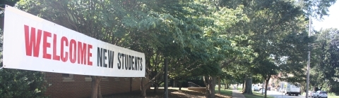 Welcome Students Banner on campus