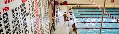 Student Walking on Deck of Cannon Pool