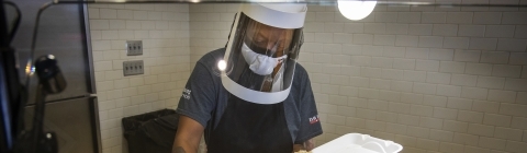 Dining Services employee with mask