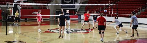 Club Voleyball Playing on Indoor Court