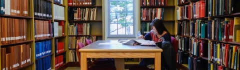 Student Studying at the Music Library