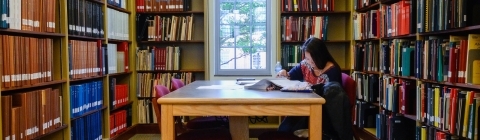 Student Studying at the Music Library