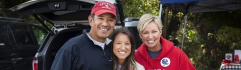Family poses in Davidson gear