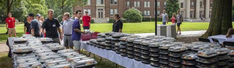 Orientation Picnic Food from Much Ado Catering Lined Up