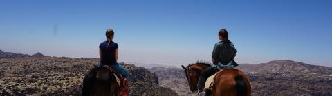 two students on horses in Amman for Davidson in Jordan 