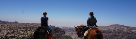 two students on horses in Amman for Davidson in Jordan