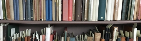 Books on shelves of Davidson College archives
