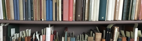 Books on shelves of Davidson College archives 