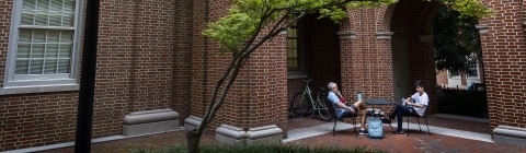 Prof. Dave Martin and Student Meeting Outside