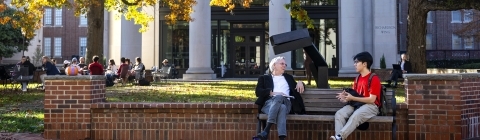 Prof. Greg Snyder Meeting with Student Outside