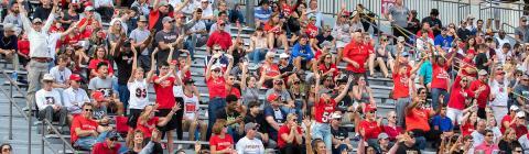 Families in stands at Wildcat Weekend football game