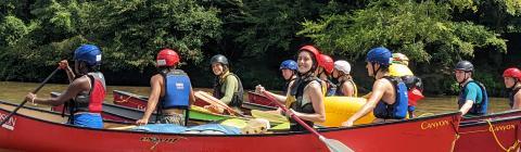 Students in canoes