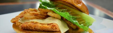Fried chicken sandwich at Davis Cafe