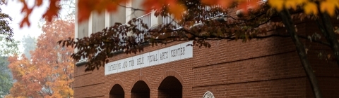 Belk Visual Art Center (VAC) during Fall Foliage