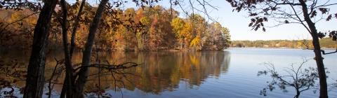 fall foliage on Lake Norman in North Carolina