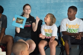 Davidson Student Teaching at Freedom School with children
