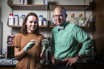 Lilli Lowery and Professor doing reasearch on plastics in the ocean
