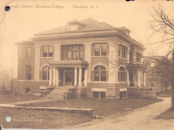 Vintage shot of the Davidson Carnegie Guest House, once the campus library