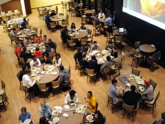 View of tables in commons from above