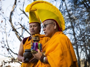 Tibetan Monks Outdoors on the Campus