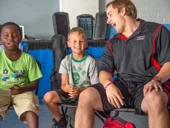 Davidson student sits with Freedom School students