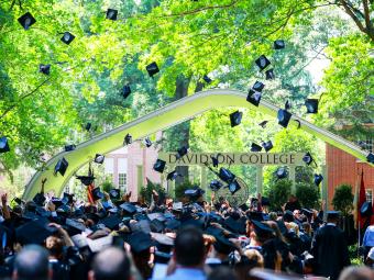 Commencement Graduates throw Hats in the Air