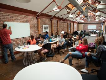 Davidson College students operate out of meeting space in Silicon Valley