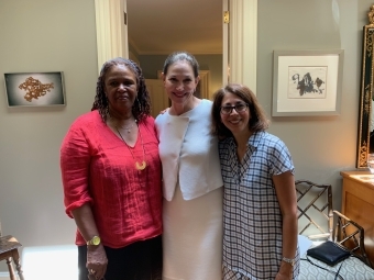 Brenda Flanagan and Rebecca Joubin with Carol Quillen