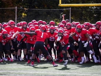 Football team in a huddle