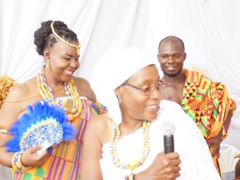Shivonia Singleton, Davidson Professor Emerita Nancy Fairley, and Isaac “Kojo” Nyame