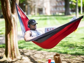 Roy Toston '20 in hammock