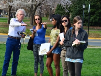 Professor Larry Ligo Outside Teaching in Davidson 