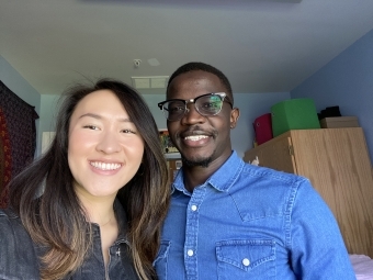 Meranda Ma and Victor Ouko in dorm room 