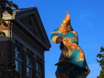 Shonibare Statue against the blue sky