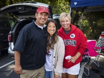 Family poses in Davidson gear